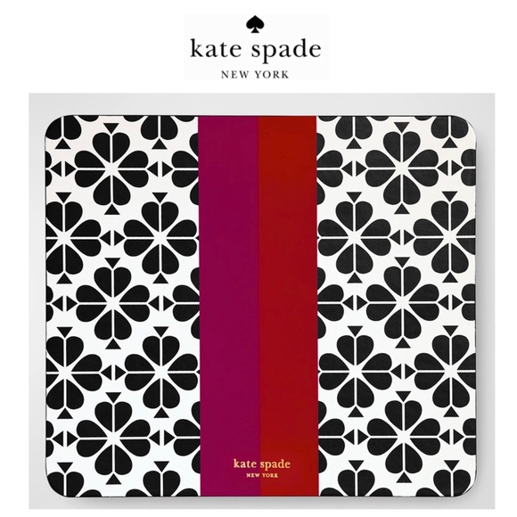 NWT Kate Spade ♠️ BLACK SPADE FLOWER Polyurethane Non-slip Back Mouse Pad - Picture 5 of 6